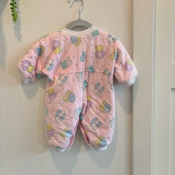 Bright Future Vintage Baby Girl One Piece Puffer Sleeper Alphabet Animal 0-3 mos - Picture 4 of 8